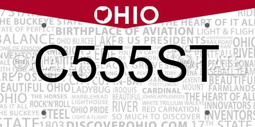 C555ST Ohio License Plate