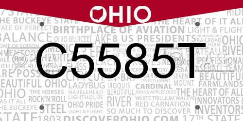 C5585T Ohio License Plate