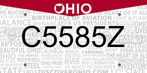 C5585Z Ohio License Plate