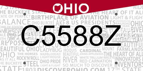 C5588Z Ohio License Plate