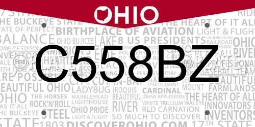 C558BZ Ohio License Plate