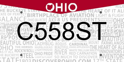 C558ST Ohio License Plate