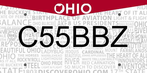 C55BBZ Ohio License Plate
