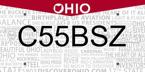 C55BSZ Ohio License Plate