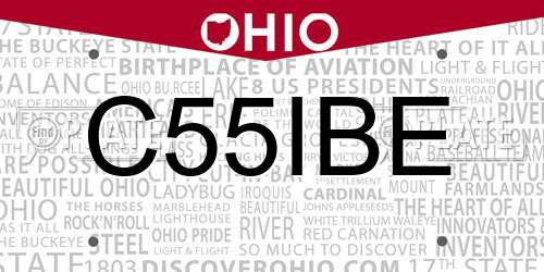 C55IBE Ohio License Plate