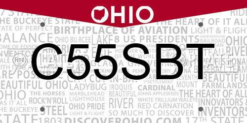 C55SBT Ohio License Plate