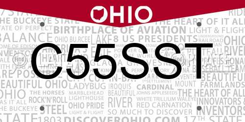 C55SST Ohio License Plate