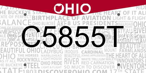 C5855T Ohio License Plate
