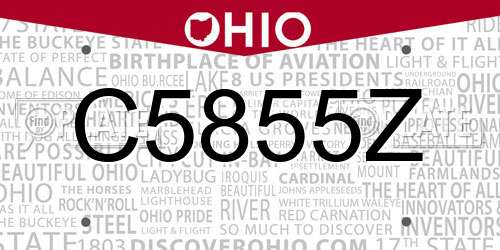 C5855Z Ohio License Plate