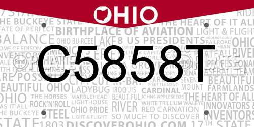 C5858T Ohio License Plate