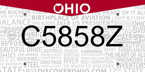 C5858Z Ohio License Plate