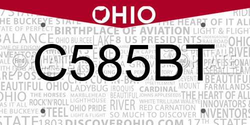C585BT Ohio License Plate