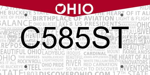 C585ST Ohio License Plate