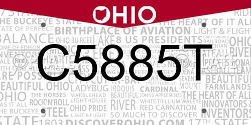 C5885T Ohio License Plate
