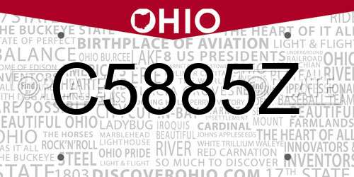 C5885Z Ohio License Plate