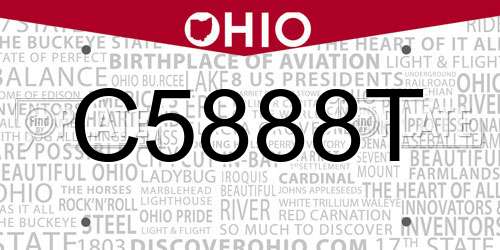 C5888T Ohio License Plate