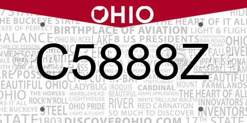 C5888Z Ohio License Plate