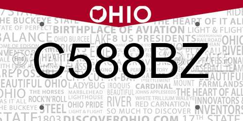 C588BZ Ohio License Plate