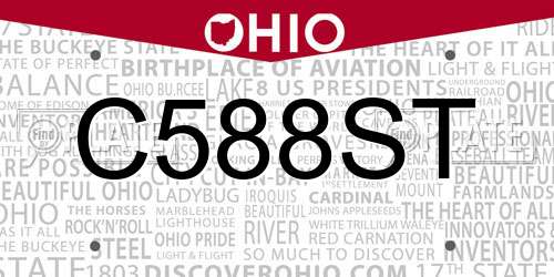 C588ST Ohio License Plate