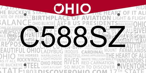 C588SZ Ohio License Plate