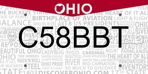 C58BBT Ohio License Plate
