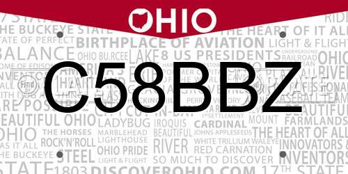 C58BBZ Ohio License Plate