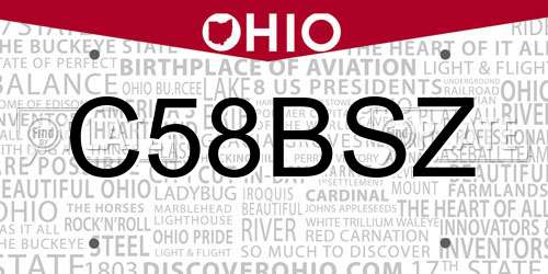 C58BSZ Ohio License Plate