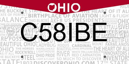 C58IBE Ohio License Plate