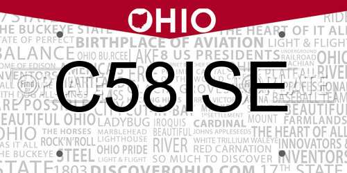 C58ISE Ohio License Plate