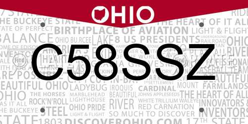 C58SSZ Ohio License Plate