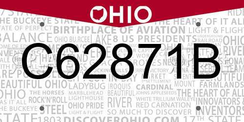 C62871B Ohio License Plate