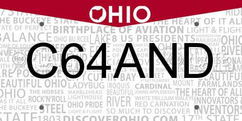 C64AND Ohio License Plate