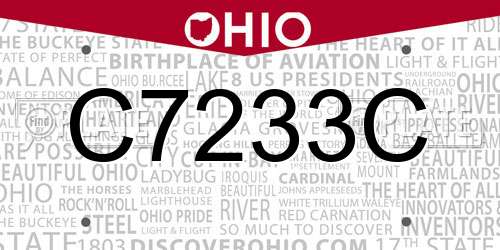 C7233C Ohio License Plate