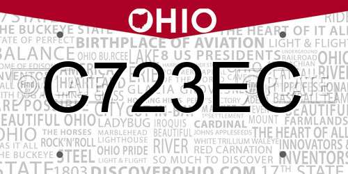 C723EC Ohio License Plate