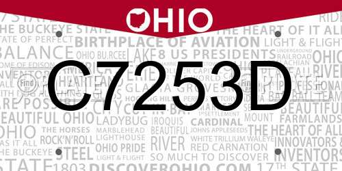 C7253D Ohio License Plate