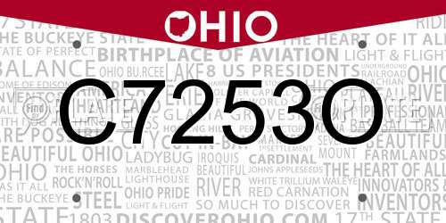 C7253O Ohio License Plate