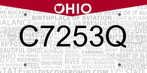C7253Q Ohio License Plate