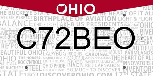 C72BEO Ohio License Plate