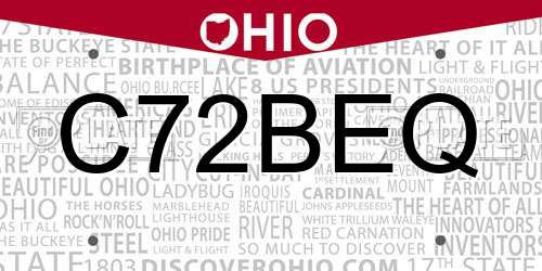 C72BEQ Ohio License Plate
