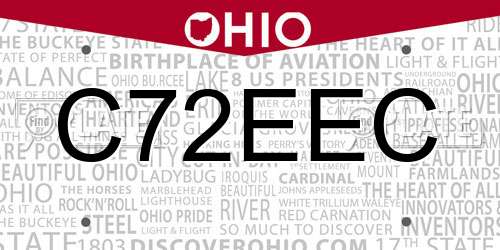 C72EEC Ohio License Plate