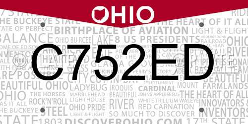 C752ED Ohio License Plate