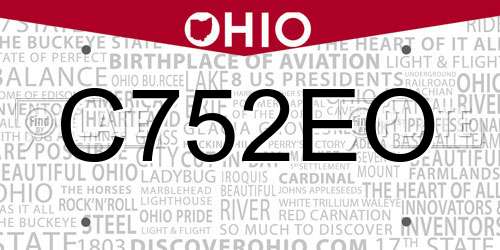 C752EO Ohio License Plate
