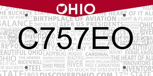 C757EO Ohio License Plate