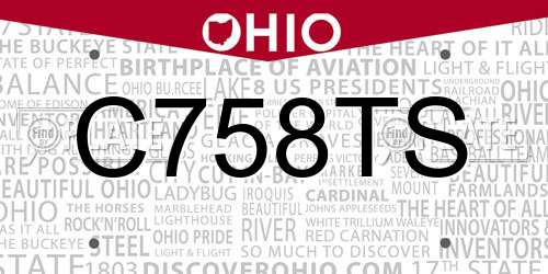 C758TS Ohio License Plate