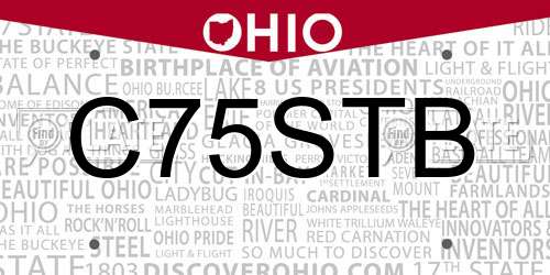 C75STB Ohio License Plate