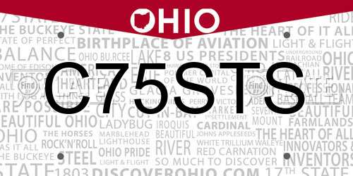 C75STS Ohio License Plate