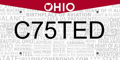 C75TED Ohio License Plate