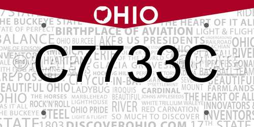 C7733C Ohio License Plate