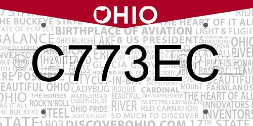 C773EC Ohio License Plate
