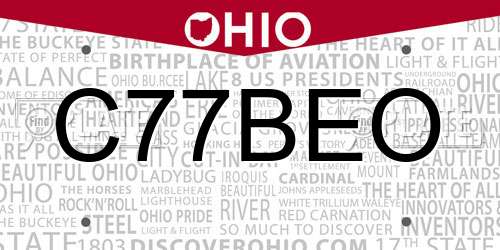 C77BEO Ohio License Plate